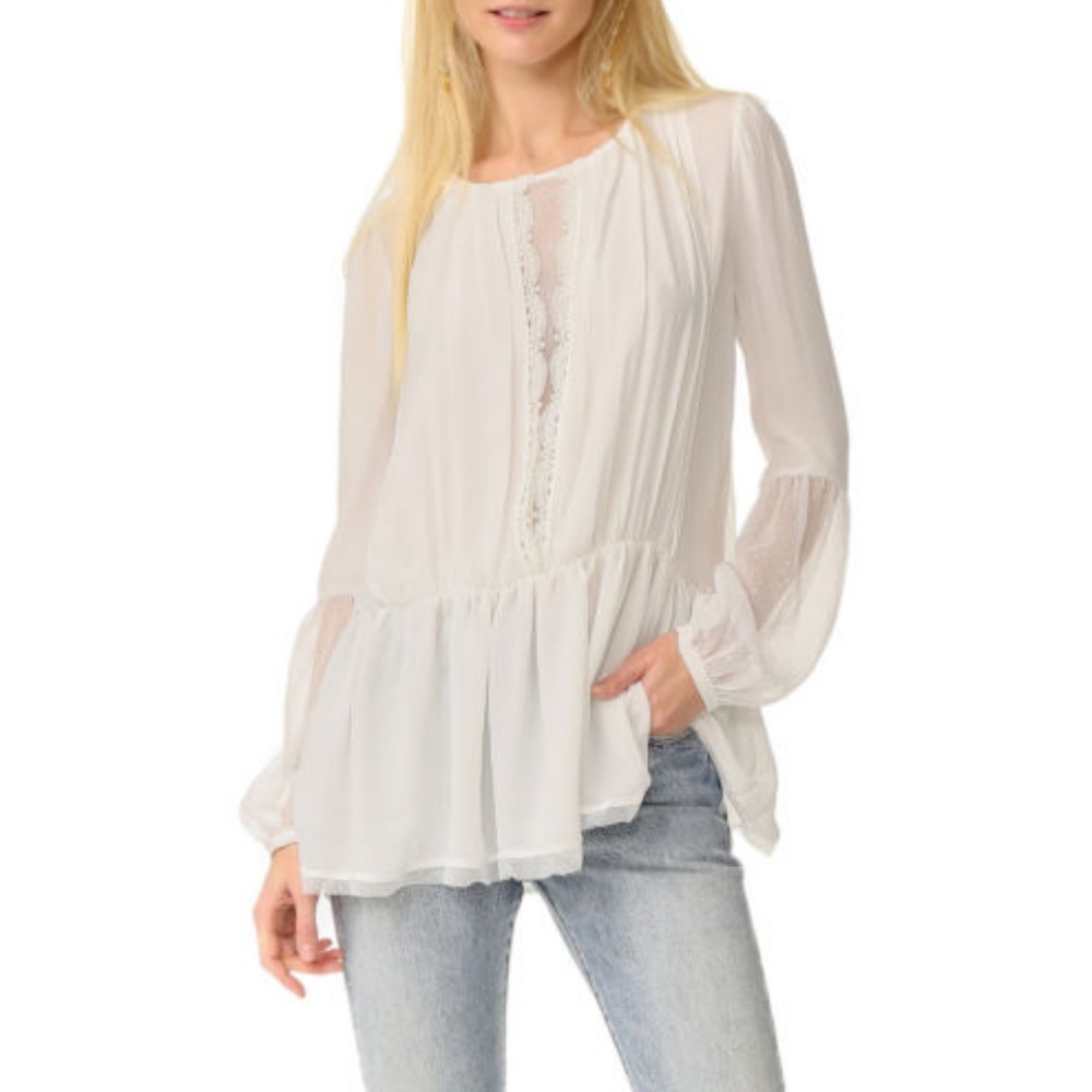 Free People Soul Serene Mesh Lace Blouse Top XS - Picture 1 of 7